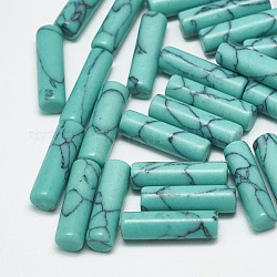 Perles de turquoise synthétique, teinte, pas de trous / non percés, colonne, turquoise moyen, 8x2mm
