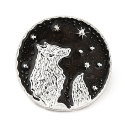 Brosche mit Tier-Emaille-Sicherheitsnadel, Brosche aus antiker Silberlegierung für Rucksackkleidung, Wolf, 25x24.5x2 mm