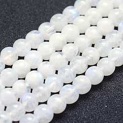 Natural Rainbow Moonstone Beads Strands, Grade AB+, Round, 6mm, Hole: 1mm, about 67pcs/strand, 15.7 inch(40cm)