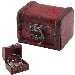 Прямоугольный деревянный ящик для хранения, с замком из сплава, коричневые, 5.7x7.8x6.9 см
