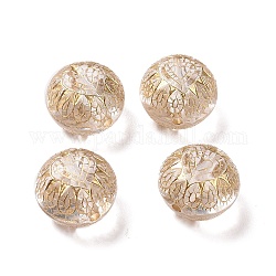 Chapado de perlas de acrílico transparente, metal dorado enlaced, rerondana plana, Claro, 15x11mm, agujero: 1.8 mm, 309 unidades / 500 g