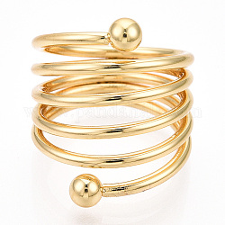 Многослойное кольцо из латунной проволоки, полое широкополосное кольцо для женщин, реальный 18k позолоченный, 7.5~19.5 мм, внутренний диаметр: 18 мм