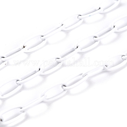 Spray Painted Brass Cable  Chains, with Spool, Unwelded, White, 10x5x1mm, 32.8 Feet(10m)/roll