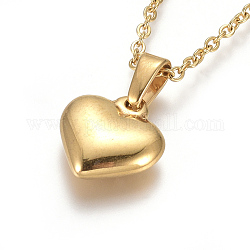 Collares colgantes de 304 acero inoxidable, con cadenas por cable y broches pinza de langosta, corazón, dorado, 17.6 pulgada (44.8 cm), 1.5mm