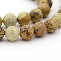 Naturelle jaspe d'image chapelets de perles rondes, 6mm, Trou: 1mm, Environ 63 pcs/chapelet, 15 pouce