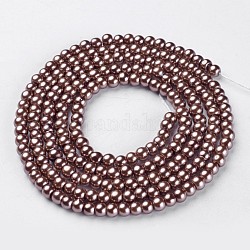 Chapelets de perles en verre nacré, nacré, ronde, gris ardoise foncé, 4~5mm, Trou: 0.8~1mm, Environ 216 pcs/chapelet, 32 pouce