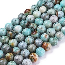 Chapelets de perles en chrysocolle naturelle, ronde, 10~10.5mm, Trou: 0.9mm, Environ 39 pcs/chapelet, 15.55 pouce (39.5 cm)