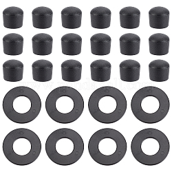 Chgcraft 20 шт. плоские круглые пластиковые шайбы из АБС-пластика, с 20 шт. заглушками для бильярда, для настольного футбола, чёрные, шайба: около 38.5x2 мм, отверстие : 17.5 мм, торцевая крышка: около 19.5x18 мм, отверстие : 15.5 мм