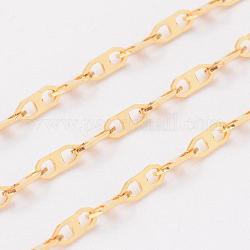 Ion Plating(IP) 304 Stainless Steel Mariner Link Chains, Unwelded, with Spool, Golden, 2mm, Links: 5x2x0.3mm, about 32.8 Feet(10m)/roll