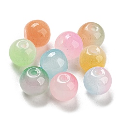 Perles de verre de peinture par pulvérisation bicolore, imitation verre de jade, ronde, couleur mixte, 10mm, Trou: 1.8mm, 200 pcs /sachet 