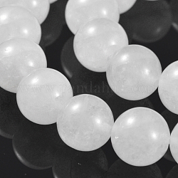 Fili di perline giada bianco naturale, tondo, bianco, 12mm, Foro: 1.5 mm, circa 32pcs/filo, 15.3 pollice