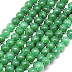 Natural Yellow Jade Beads Strands, Dyed, Round, Green, 4mm, Hole: 1mm, about 95pcs/strand, 15.75 inch