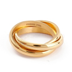 Ionenplattierung (ip) unisex 304 fingerringe aus edelstahl, criss cross Ringe, golden, Größe 6~9, 2.8~7 mm, Innendurchmesser: 16.5~18.9 mm