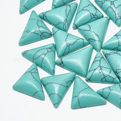 Cabochons en turquoise synthétique, teinte, triangle, turquoise moyen, 12x17.5x4.5mm