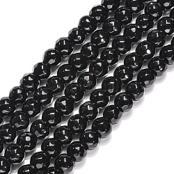 Schwarzen Steinperlen Stränge, gefärbt, facettiert (64 Facetten), Runde, 6 mm, Bohrung: 1 mm, ca. 61 Stk. / Strang, 15 Zoll