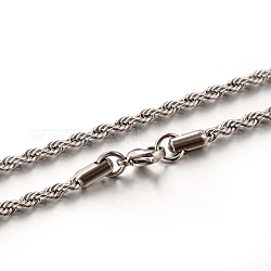 Colliers avec chaîne de corde en 304 acier inoxydable, avec fermoir pince de homard, couleur inoxydable, 17.7 pouce (45 cm), 3mm