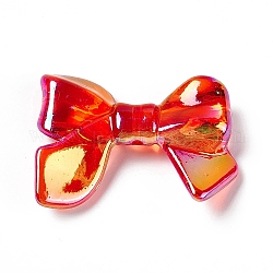 Perline acrilico trasparente, ab colore, bowknot, rosso, 23x33.5x7.5mm, Foro: 1.7 mm