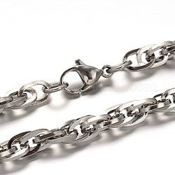 304 Edelstahl-Seil-Kette Halsketten und Armbänder Schmuck-Sets, mit Karabiner, Edelstahl Farbe, 22.63 Zoll (575 mm), 215 mm (8-1/2 Zoll) , 5 mm