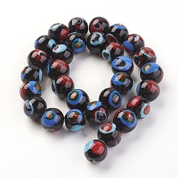 La main de perles de verre millefiori, ronde, colorées, 11.5~12mm, Trou: 1.2mm