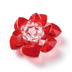 Glass Woven Beads, Cluster Beads, Lotus, Red, 35x19mm, Hole: 8mm