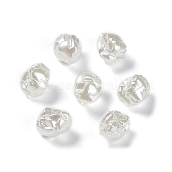 Perles acryliques nacrées opaques, pépites drusy, floral blanc, 12.5x10x10mm, Trou: 1.6mm, environ 880 pcs/500 g