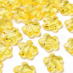 Abalorios de acrílico transparentes, facetados, flor, oro, 18.5x18.5x5.5mm, agujero: 1.2 mm, aproximamente 470 unidades / 500 g