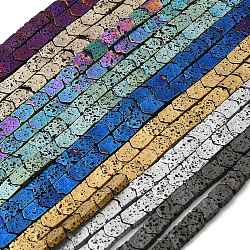 Fili di perle di roccia lavica naturale elettrodeposta, freccia, colore misto, 8~8.5x7x2.5mm, Foro: 0.9 mm, circa 56pcs/filo, 16.14'' (41 cm)