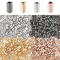 DICOSMETIC 2000Pcs 4 Colors Small Tube Beads 5-6mm CCB Spacer Beads Rose Gold/Platinum/Gunmetal/Golden Bugle Beads Column Beads for DIY Bracelet Necklace Jewellry Making, Hole: 1.6mm
