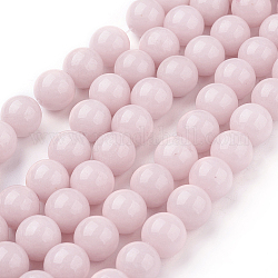 Natur Mashan Jade Perlen Stränge, gefärbt, Runde, rosa, 10 mm, Bohrung: 1.2 mm, ca. 42 Stk. / Strang, 16 Zoll