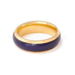 Anillo de humor, anillo de dedo de banda lisa de epoxi, cambio de temperatura color emoción sentimiento anillo de hierro para mujer, dorado, nosotros tamaño 6 1/2 (16.9 mm)