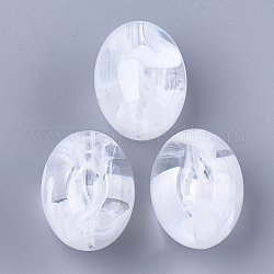 Perles acryliques, pierre d'imitation, ovale, blanc clair, 32x23mm, trou: 2 mm, environ 48 pcs / 500 g