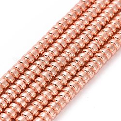Chapelets de perles en hématite synthétique sans magnétiques, AA grade, Plaqué longue durée, rondelle, rose plaqué or, 3x2mm, Trou: 0.8mm, Environ 223 pcs/chapelet, 15.7 pouce (40 cm)