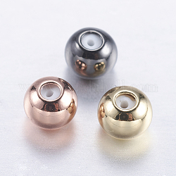 Perline in ottone, con gomma all'interno, perle scorrevoli, branelli del tappo, tondo, colore misto, 4x3mm, foro di gomma: 0.9 mm