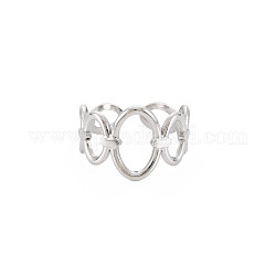304 anillo de puño envolvente ovalado abierto de acero inoxidable para mujer, color acero inoxidable, nosotros tamaño 8 (18.1 mm)