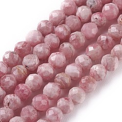 Brins de perles de rhodochrosite argentine naturelles, facette, ronde, 4mm, Trou: 0.6mm, Environ 108 pcs/chapelet, 15.15 pouce ~ 15.23 pouces (38.5~38.7 cm)