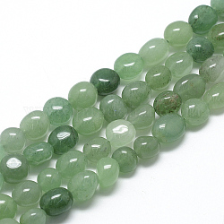 Natürlichen grünen Aventurin Perlen Stränge, Oval, 8~15x7~12x4~12 mm, Bohrung: 1 mm, ca. 30~45 Stk. / Strang, 15.7 Zoll