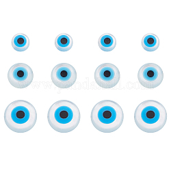 SUPERFINDINGS 12Pcs 3 Style Evil Eye Shell Beads Deep Sky Blue Shell Beads Flat Round Natural White Pearl Shell Beads with Synthetic Turquoise for Jewelry Making, Hole: 0.7~8mm