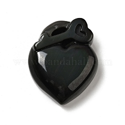 Pendenti naturali dell'ossidio arcobaleno, cuore con chiave, 39x32.5x12.5mm, Foro: 1.5 mm
