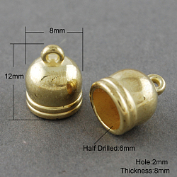 CCB Plastic Cord Ends, Golden, 12x8x8mm, Inner Diameter: 6mm, Hole: 2mm, about 1500pcs/500g
