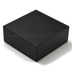 Cajas de embalaje de joyería de cartón, con esponja por dentro y papel, para anillos, pequeños relojes, collares, pendientes, esposas, cuadrado, negro, 9.2x9.2x3.8 cm