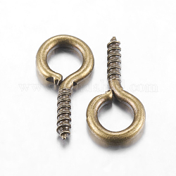 Vis de fer oeil épingle cheville bails, pour la moitié de perles percées, bronze antique, 13x6.5x1.5mm, Trou: 4mm, pin: 1.5 mm