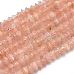 Chapelets de perles de sunstone naturelle naturelles, facette, Toupie, 2.5~3x1.5~2mm, Trou: 0.5mm, Environ 250 pcs/chapelet, 14.96 pouce (38 cm)