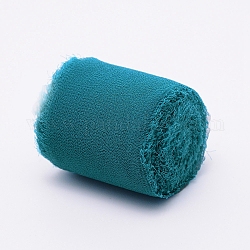 Polyesterband, Fransen-Chiffon-Seidenband, für Hochzeitseinladungen, Blumensträuße, Geschenkpapier, blaugrün, 1-1/2 Zoll (38 mm), ca. 5 m / Rolle