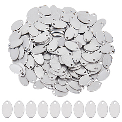 Unicraftale environ 200 pièce ovale 304 étiquettes vierges en acier inoxydable avec 2 trous, pendentifs pour la fabrication de bracelets et de bijoux 7.5x12.5 mm