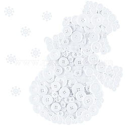 Resin Buttons, 2-Hole & 4-Hole, Flat Round, White, 10mm, Hole: 1.5mm, Total 200g per bag.