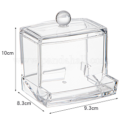 Boîte de rangement en plastique transparent, pour coton-tige, coton, mélangeur de beauté, rectangle, clair, 9.3x8.3x10 cm