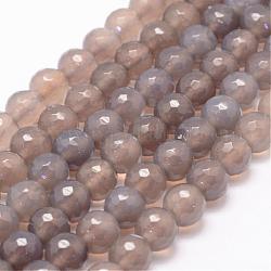 Chapelets de perles d'agate naturelle, ronde, Grade a, facette, 10mm, Trou: 1mm, Environ 37~38 pcs/chapelet, 14.5 pouce