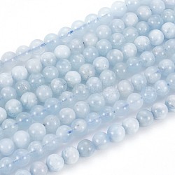Acquamarina naturale fili di perle, tondo, 5~6mm, Foro: 0.5 mm, circa 65~70pcs/filo, 16 pollice