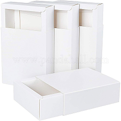 Scatole pieghevoli per cassetti di carta, scatole regalo scorrevoli, per il regalo di Natale, partito, matrimonio, rettangolo, bianco, 12.8x11x4.3cm