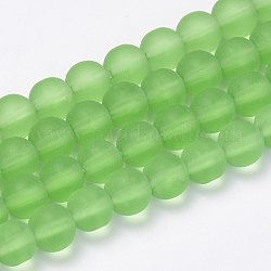 Transparente Glasperlen Stränge, matt, Runde, hellgrün, 12 mm, Bohrung: 2 mm, ca. 29 Stk. / Strang, 13.7 Zoll